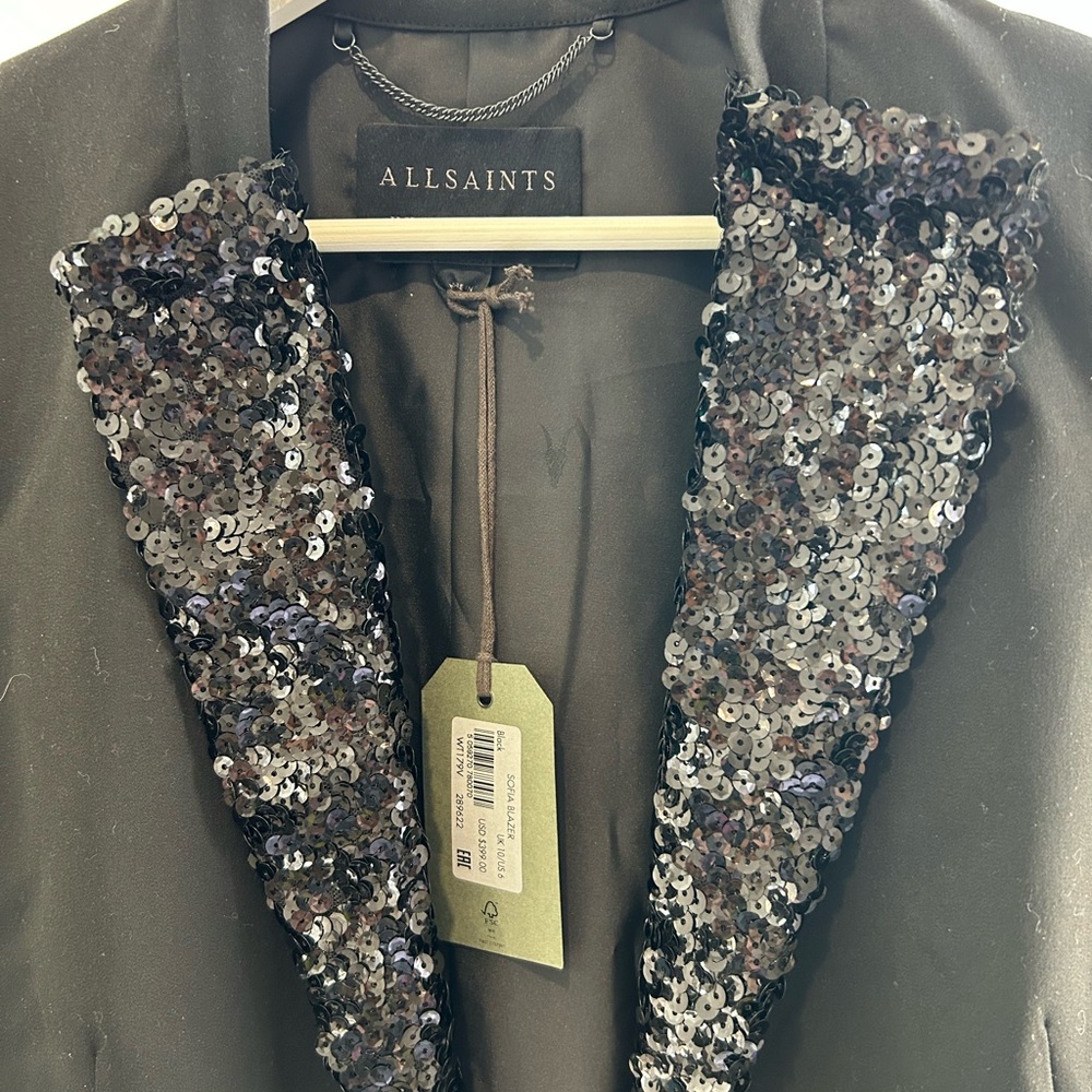 All Saints NEW WITH TAGS Black Sequin Blazer - Picture 5 of 9
